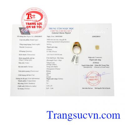 Nhẫn nam thạch anh vàng