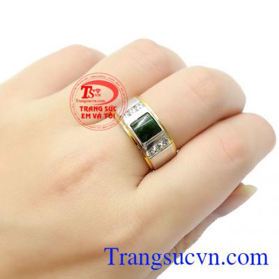 Thích hợp làm quà tặng cho người thân và bạn bè ở nhiều độ tuổi khác nhau,Nhẫn nam vàng Jadeite nam tính