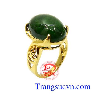 Nhẫn nữ vàng cẩm thạch bình an vàng 14k gắn ngọc cẩm thạch thiên nhiên đường nét tinh xảo, mới lạ, có giấy kiểm định đá đảm bảo