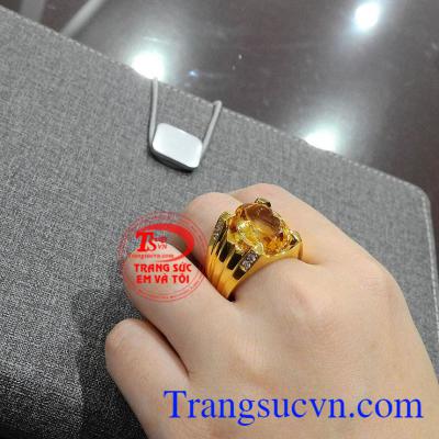 Nhẫn thạch anh vàng nam