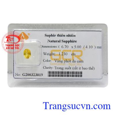 Sapphire vàng thiên nhiên hoàn hảo chế tác đẹp, chất lượng cao, có giấy kiểm định đảm bảo