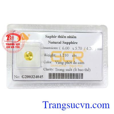 Sapphire vàng ép vỉ trí tuệ màu sắc đẹp, chất lượng cao, có giấy kiểm định đá quý đảm bảo