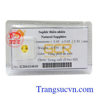 Sapphire vàng thiên nhiên trung thực