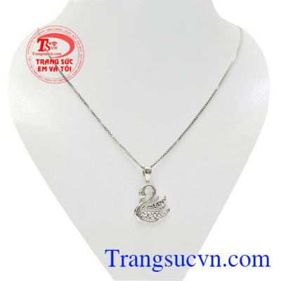 Bộ dây chuyền thiên nga dịu dàng vàng trắng 10k kiểu dáng sang trọng, tinh tế