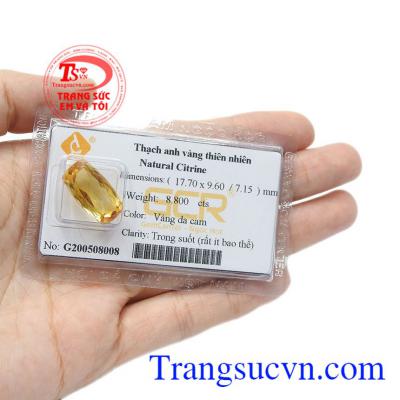 Sản phẩm có thể làm mặt dây hoặc mặt nhẫn cho nam và nữ. Đá ép vỉ thạch anh vàng độc đáo