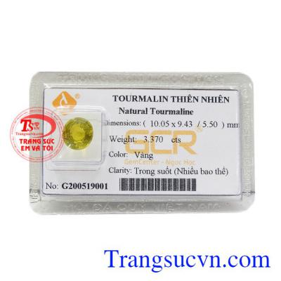 Đá Tourmaline vàng ép vỉ được chế tác tỉ mỉ với những lớp cắt vô cùng tỉnh xảo.