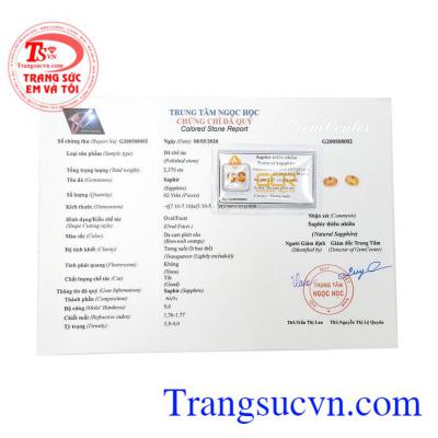 Được kiểm định đá quý. Đôi bông tai sapphire vàng