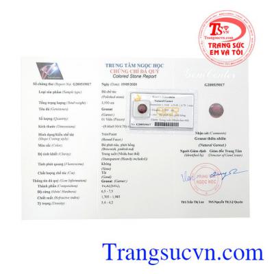 Granat thiên nhiên tài lộc có giấy kiểm định đá quý. 