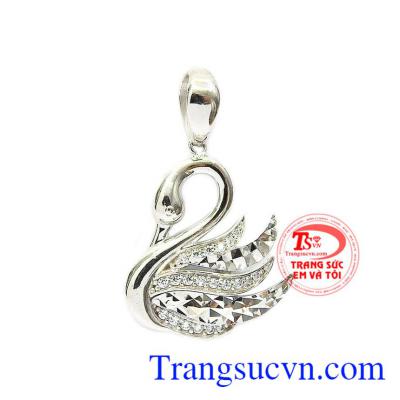 Mặt dây chuyền thiên nga tinh tế vàng tây 10k nhập khẩu Korea bền đẹp, chất lượng