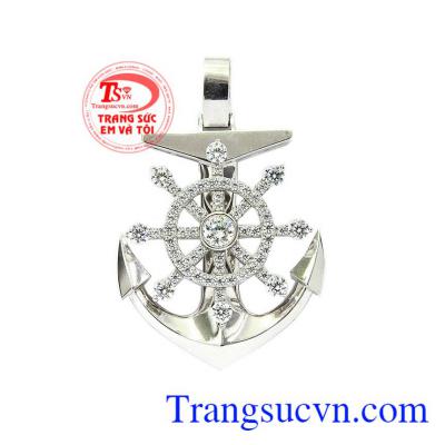 Mặt dây nam vàng thời thượng 10k thiết kế hình mỏ neo bánh lái độc đáo và tinh xảo
