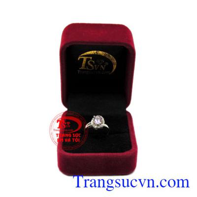 Nhẫn bạc thạch anh tím tinh tế