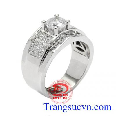 Nhẫn nam vàng trắng kiểu cách là dòng sản phẩm cao cấp được chế tác theo công nghệ 3D hiện đại nhất từ vàng 18k,Nhẫn nam vàng trắng kiểu cách