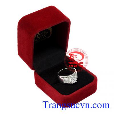 Nhẫn nam vàng trắng kiểu cách