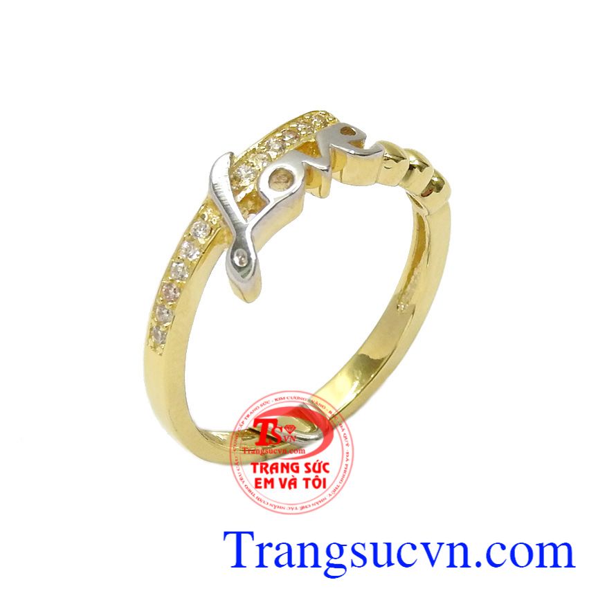 Nhẫn nữ vàng chữ Love được chế tác từ vàng tây 10k nhập khẩu từ Hàn Quốc,Nhẫn nữ vàng chữ Love
