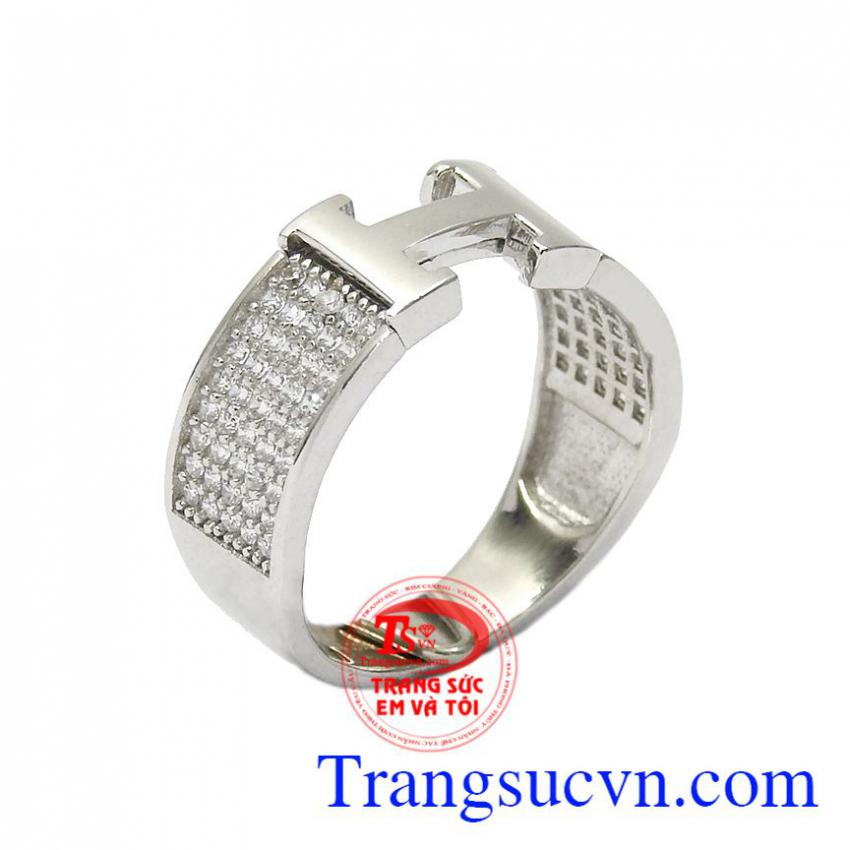 Nhẫn nữ vàng trắng chữ H
