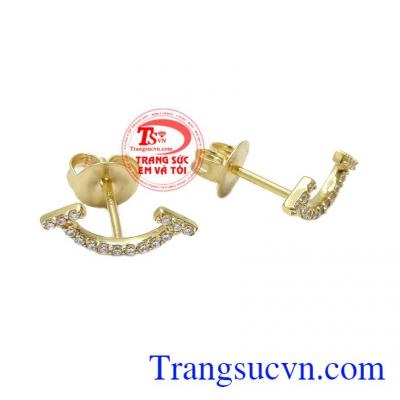 Sản phẩm chế tác từ vàng 10k nhập khẩu hoàn toàn từ Hàn Quốc,Hoa tai vàng smile