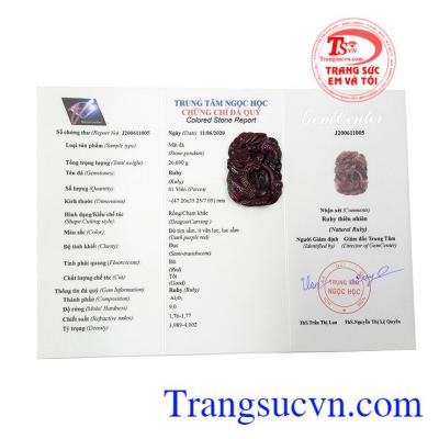 Ngoài ra, rồng còn có thể gây mưa, giúp cho mùa màng bội thu, cây cối sinh trưởng và phát triển nhờ đó giúp nhân gian sung túc, no đủ. Mặt rồng ruby thịnh vượng