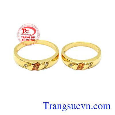 Nhẫn cưới Sapphire vàng viên mãn