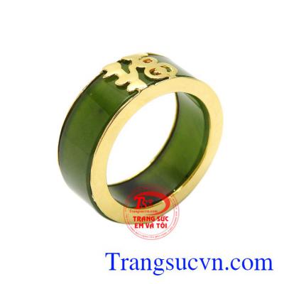 Nhẫn ngọc Nephrite chữ Phúc