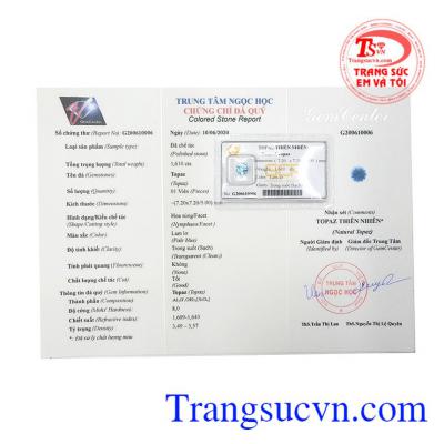 Viên đá Topaz giúp gắn kết bản thân với vẻ đẹp tâm hồn, mang lại niềm vui, tình yêu và sự phong phú trong cuộc sống chúng ta. Viên đá Topaz phước lành