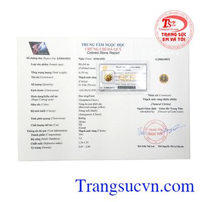 Sản phẩm thích hợp chế tác cùng vàng tây là mặt dây, mặt nhẫn cho mọi lứa tuổi. Viên thạch anh vàng thịnh vượng