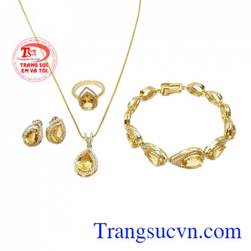 Bộ trang sức thạch anh vàng thịnh vượng