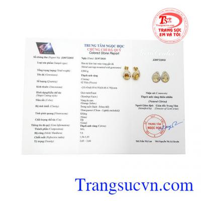 Đôi hoa tai thạch anh vàng tinh tế phù hợp làm quà tặng cho phái đẹp. Hoa tai thạch anh vàng thịnh vượng