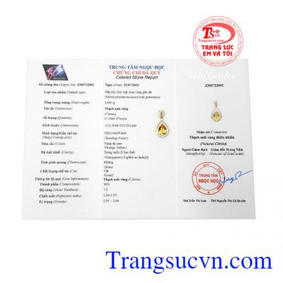 Sản phẩm phù hợp với người mệnh thổ và mệnh kim mang đến nhiều may mắn và tài lộc. Mặt dây thạch anh vàng thịnh vượng