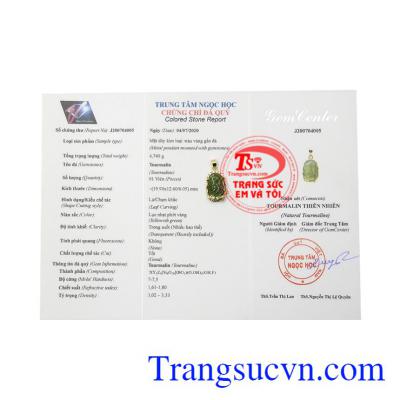 Sản phẩm bảo hành uy tín, có giấy kiểm định định đá quý. Mặt dây tourmalin độc đáo