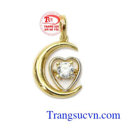 Mặt dây vàng ánh trăng vàng 10k nhập khẩu Hàn Quốc mẫu mã đẹp, chất lượng đảm bảo