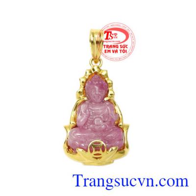 Mặt phật A Di Đà Ruby bình an