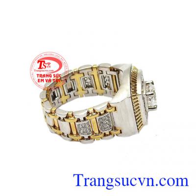 Nhẫn nam độc đáo vàng tây được chế tác từ vàng 10k bền đẹp, sáng bóng. 