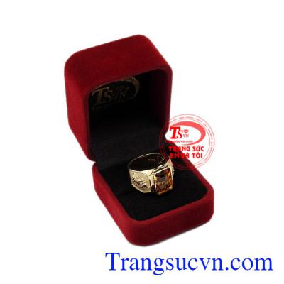 Nhẫn nam thạch anh vàng tuổi Sửu 14k
