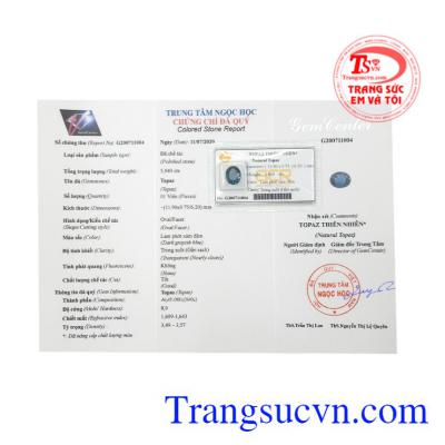 Viên Topaz phú quý đảm bảo chất lượng đá quý.