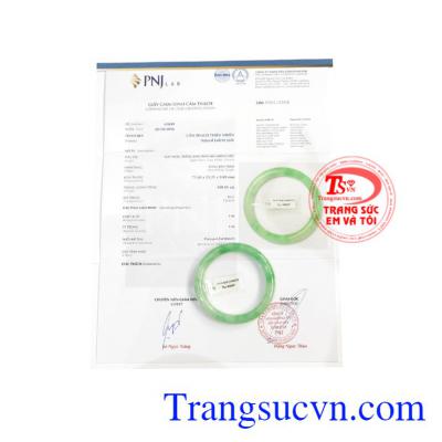 Cẩm thạch lắc tay có giấy kiểm định đá quý, đảm bảo chất lượng.