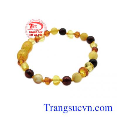 Chuỗi tay hổ phách bền đẹp, an toàn cho trẻ nhỏ.