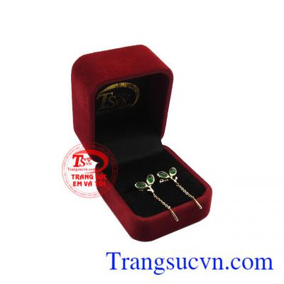 Hoa tai emerald thiên nhiên đẹp nhận chế tác theo yêu cầu, giao hàng toàn quốc.