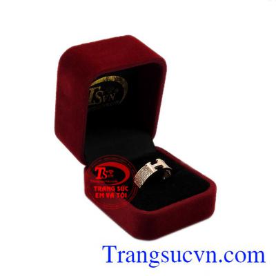 Nhẫn nam vàng hồng chữ H vàng 18k