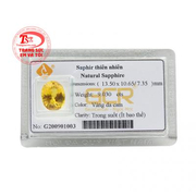 Viên Sapphire vàng lộc phát có giấy kiểm định uy tín từ trung tâm kiểm định đá quý.