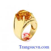 Nhẫn nam vàng 999 gắn đá Citrine