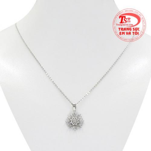 Bộ mặt dây vàng trắng hoa tuyết