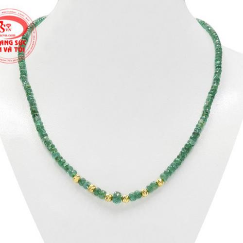 Chuỗi cổ Emerald bi vàng