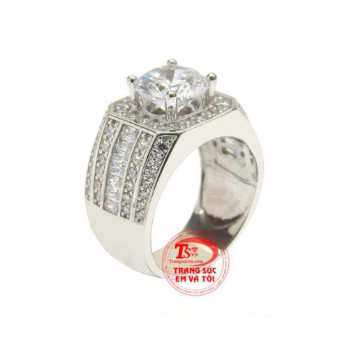 Nhẫn bạc nam đính đá cao cấp