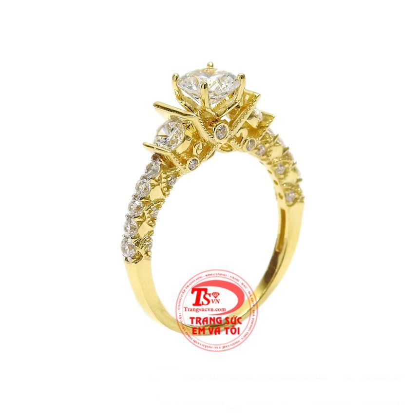 Nhẫn nữ kiêu sa lấp lánh nhập khẩu Korea được thiết kế vô cùng cầu kỳ, chạm khắc tinh xảo từng đường nét.
