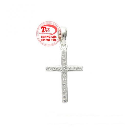 Thánh giá bạc đính đá nhỏ xinh