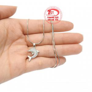 Bộ mặt dây vàng trắng cá heo thanh toán an toàn.