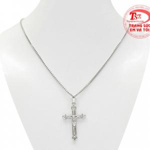 Bộ mặt thánh giá vàng trắng đẹp là sự kết hợp giữa mặt dây thánh giá đức tin và dây chuyền vàng trắng chất lượng.