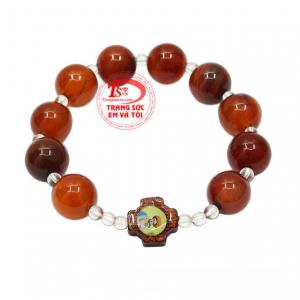 Chuỗi mân côi mã não 14 ly đeo hợp phong thủy