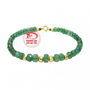 Chuỗi tay Emerald bi vàng