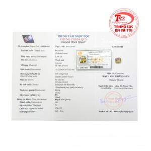 Đá thạch anh thiên nhiên có giấy kiểm định đá quý uy tín.